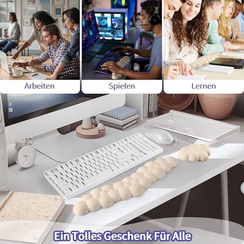 Sushret Handballenauflage Tastatur Wolke, Ergonomische Handauflage Mit PU Leder Memory Schaum, Cloud Wrist Rest, Niedliche Wolken Handgelenkstütze Maus Für PC Gaming Zubehör –Beige Bild 6