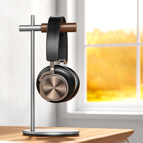 Kopfhörerständer aus Eichenholz, Headset Ständer für Schreibtisch, Universal Halterung Halter für Airpods Max, Bose, Beats, Gaming, VR Display Stand (Silber) Bild 2