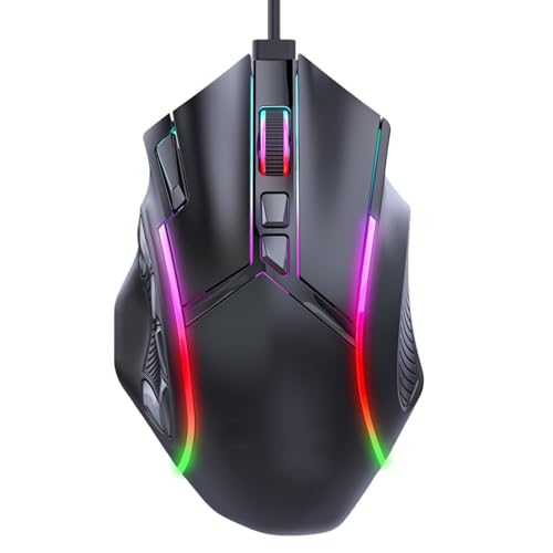 Keenso Gaming Maus, 12800 DPI hohe Präzision, RGB Beleuchtung programmierbar, 12 Tasten mit Makro für Gamer und Büroanwender Bild 5