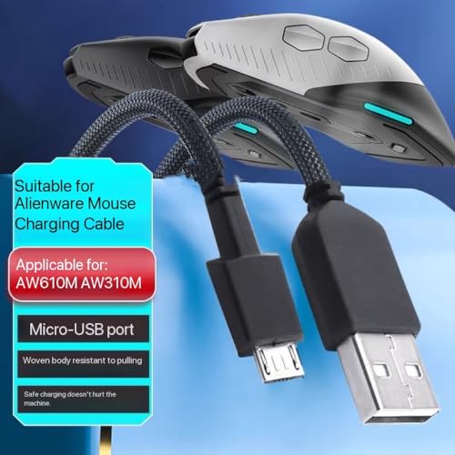 Ersatz Micro-USB Ladekabel 2 Meter kompatibel mit Alienware Gaming-Mäusen 610M, AW610M, 310M Bild 2