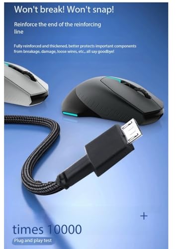Ersatz Micro-USB Ladekabel 2 Meter kompatibel mit Alienware Gaming-Mäusen 610M, AW610M, 310M Bild 5