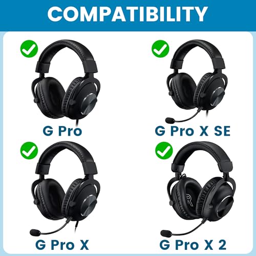 Lukvcoe Kühlgel Ersatzpolster Ersatz Ohrpolster für Logitech G Pro, G Pro X, G Pro X 2 und G Pro X SE Kopfhörer. Hochwertige Kopfhörerpolster mit Kühlgel-Funktion, Geräuschisolierungsschaum und verstä Bild 2
