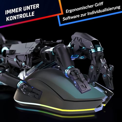 KLIM Blaze Pro Wiederaufladbare kabellose Maus - Neu mit LCD-Display - Gaming Maus mit RGB und Ladestation - Hochpräziser Sensor und langlebiger Akku - Bis zu 6000 DPI Bild 5