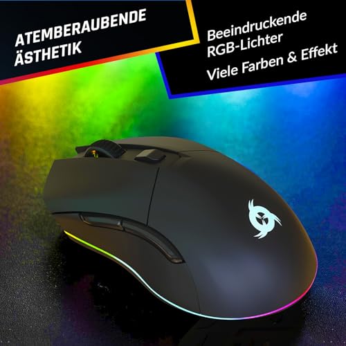 KLIM Blaze Pro Wiederaufladbare kabellose Maus - Neu mit LCD-Display - Gaming Maus mit RGB und Ladestation - Hochpräziser Sensor und langlebiger Akku - Bis zu 6000 DPI Bild 7