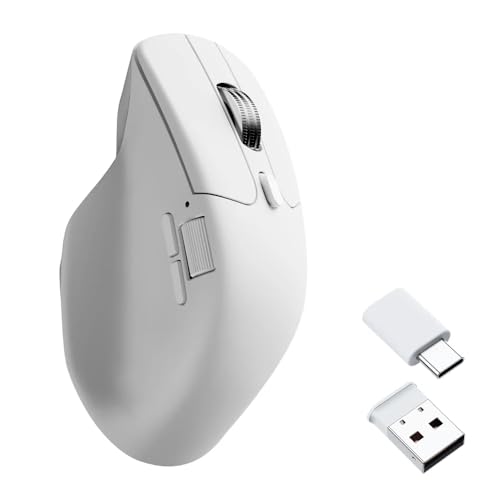 Keychron M6 Upgrade Wireless Bluetooth/2.4 GHz/Kabelgebundene Optische Maus,1000Hz Leichtgewicht Programmierbarer PixArt 3311 Sensor 26K DPI/ 650 IPS Für Windows Mac Linux (Weiß) Bild 1