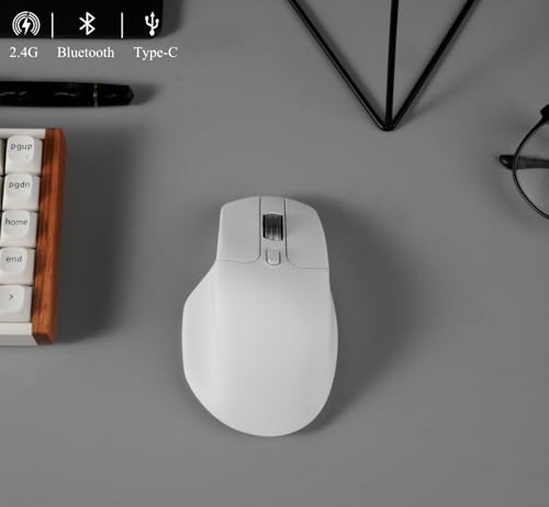 Keychron M6 Upgrade Wireless Bluetooth/2.4 GHz/Kabelgebundene Optische Maus,1000Hz Leichtgewicht Programmierbarer PixArt 3311 Sensor 26K DPI/ 650 IPS Für Windows Mac Linux (Weiß) Bild 2
