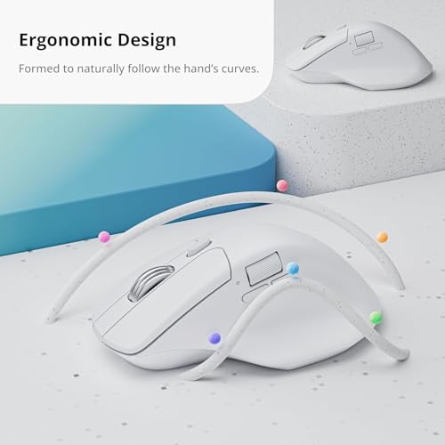 Keychron M6 Upgrade Wireless Bluetooth/2.4 GHz/Kabelgebundene Optische Maus,1000Hz Leichtgewicht Programmierbarer PixArt 3311 Sensor 26K DPI/ 650 IPS Für Windows Mac Linux (Weiß) Bild 3