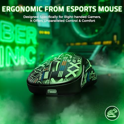 LexonElec HXSJ T700 Ultra-Light Wireless Gaming Mouse, Ergonomischer Formfaktor für Rechtshänder, BT/2,4G Kabellos/USB Wired Computer-Maus mit Grip Tape, Optischer Sensor mit 10K DPI, PC/Mac - Schwarz Bild 4