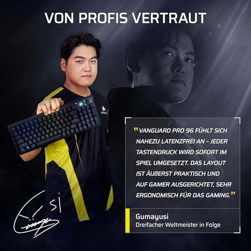 Corsair Vanguard PRO 96 Kabelgebundene Hall-Effekt Magnetisch-Mechanisch Gaming-Tastatur – 96 Prozent, MGX Hyperdrive Schalter, 8000Hz, Rapid Trigger, Virtual Stream Deck, SOCD Flashtap, QWERTZ DE Bild 3