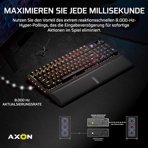 Corsair Vanguard PRO 96 Kabelgebundene Hall-Effekt Magnetisch-Mechanisch Gaming-Tastatur – 96 Prozent, MGX Hyperdrive Schalter, 8000Hz, Rapid Trigger, Virtual Stream Deck, SOCD Flashtap, QWERTZ DE Bild 4