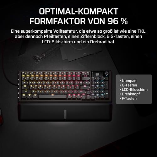 Corsair Vanguard PRO 96 Kabelgebundene Hall-Effekt Magnetisch-Mechanisch Gaming-Tastatur – 96 Prozent, MGX Hyperdrive Schalter, 8000Hz, Rapid Trigger, Virtual Stream Deck, SOCD Flashtap, QWERTZ DE Bild 5