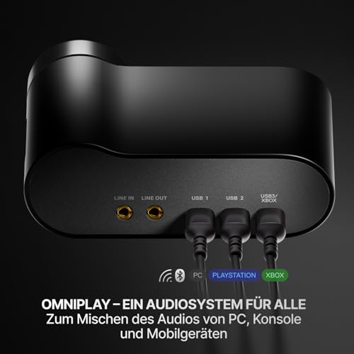 SteelSeries Arctis Nova Elite - Schwarz- Hi-Res Wireless-Headset – 96 kHz/24 Bit – Carbonfaser – ANC – KI-Geräuschunterdrückung – App – 2,4 GHz + BT – Multi-Source-Mix – OmniPlay PC+PlayStation+Xbox Bild 4