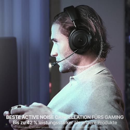 SteelSeries Arctis Nova Elite - Schwarz- Hi-Res Wireless-Headset – 96 kHz/24 Bit – Carbonfaser – ANC – KI-Geräuschunterdrückung – App – 2,4 GHz + BT – Multi-Source-Mix – OmniPlay PC+PlayStation+Xbox Bild 5