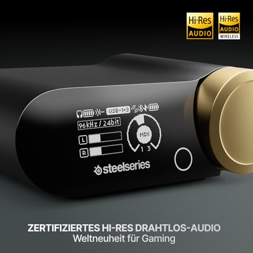 SteelSeries Arctis Nova Elite - Salbei & Gold - Hi-Res Wireless-Headset – 96 kHz/24 Bit – Carbonfaser – ANC – KI-Geräuschunterdrückung – App – 2,4 GHz + BT – Multi-Source-Mix – OmniPlay PC+PS+Xbox Bild 2