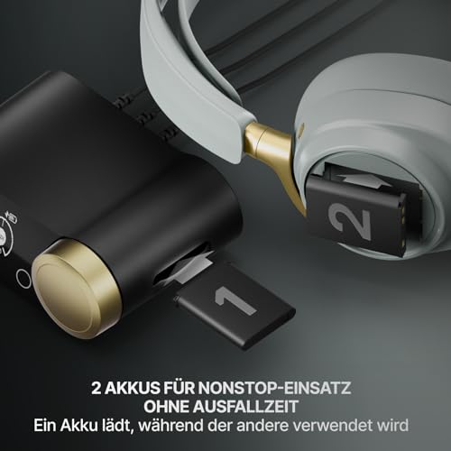 SteelSeries Arctis Nova Elite - Salbei & Gold - Hi-Res Wireless-Headset – 96 kHz/24 Bit – Carbonfaser – ANC – KI-Geräuschunterdrückung – App – 2,4 GHz + BT – Multi-Source-Mix – OmniPlay PC+PS+Xbox Bild 5