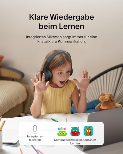 Belkin SoundForm Mini kabelloser Kinderkopfhörer mit integriertem Mikrofon und lustigen Aufklebern, 30 Std. Wiedergabe – Over-Ear-Kopfhörer für Unterricht, Ferien, iPhone, iPad, Galaxy – Schwarz Bild 6