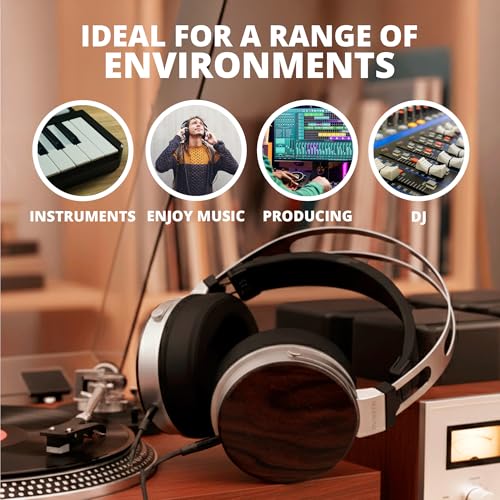 VULKKANO HC20 IRATI Studio-Kopfhörer, professionelle Over-Ear Kopfhörer mit Holzkappen, 50 mm Treiber, ausgewogener Klang mit definiertem Bass, 1,5 m Kabel, 32 Ohm, Frequenzgang 20 Hz - 20 kHz Bild 7