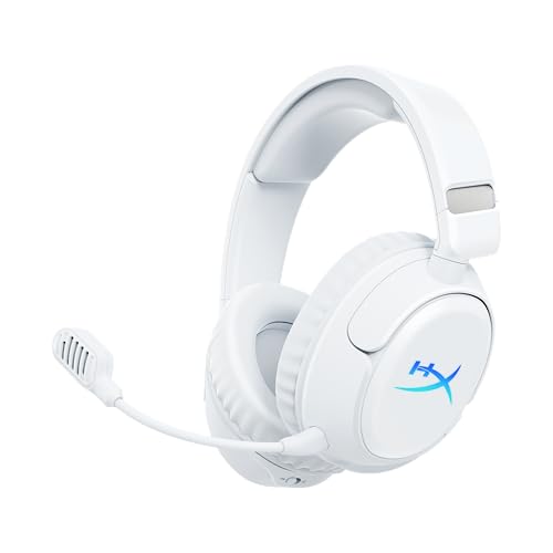 HyperX Cloud Flight 2 – Kabelloses Gaming-Headset, RGB-Lichter, 100 Stunden Akku, Dual Wireless 2,4 GHz und Bluetooth, Instant Pair, PC/PS/Switch/Handy, Weiß Bild 1