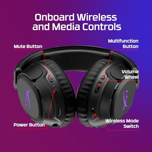 HyperX Cloud Flight 2 – Kabelloses Gaming-Headset, RGB-Lichter, 100 Stunden Akku, Dual Wireless 2,4 GHz und Bluetooth, Instant Pair, PC/PS/Switch/Handy, Weiß Bild 6