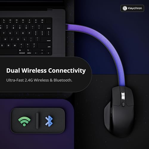 Keychron M6 8000 Hz kabellose Bluetooth 2,4 GHz/kabelgebundene Verbindung, leicht, programmierbarer PixArt 3950-Sensor für Windows, Mac, Linux, Schwarz Bild 3