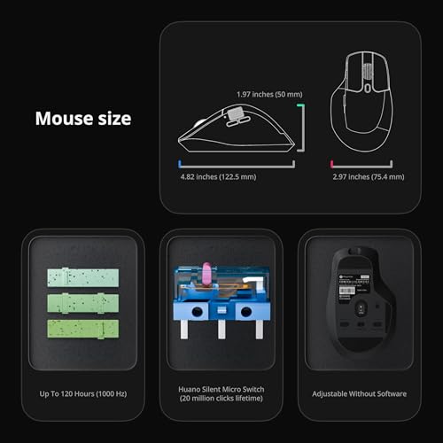 Keychron M6 8000 Hz kabellose Bluetooth 2,4 GHz/kabelgebundene Verbindung, leicht, programmierbarer PixArt 3950-Sensor für Windows, Mac, Linux, Schwarz Bild 5