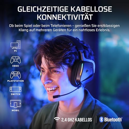 Corsair Void v2 MAX Wireless Bluetooth Gaming-Headset für Xbox – 2,4-GHz-Kabellos, Dolby Atmos, 70 Stunden Akkulaufzeit, Schnellladung, Kristallklares Mikrofon, On-Ear-Bedienelemente – Carbon Bild 2