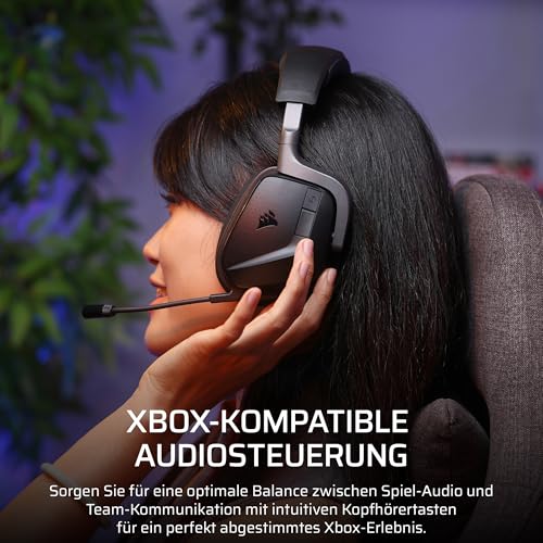 Corsair Void v2 MAX Wireless Bluetooth Gaming-Headset für Xbox – 2,4-GHz-Kabellos, Dolby Atmos, 70 Stunden Akkulaufzeit, Schnellladung, Kristallklares Mikrofon, On-Ear-Bedienelemente – Carbon Bild 5