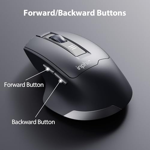 INPHIC M9 Kabellose Maus Wiederaufladbar, Ergonomische 2.4G Schnurlose Maus mit USB Nano Empfänger für Laptop PC Computer, Akkustand sichtbar, 2400DPI, Silent Click, Schwarz Bild 5