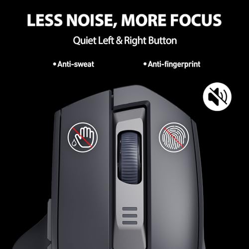 INPHIC M9 Kabellose Maus Wiederaufladbar, Ergonomische 2.4G Schnurlose Maus mit USB Nano Empfänger für Laptop PC Computer, Akkustand sichtbar, 2400DPI, Silent Click, Schwarz Bild 6
