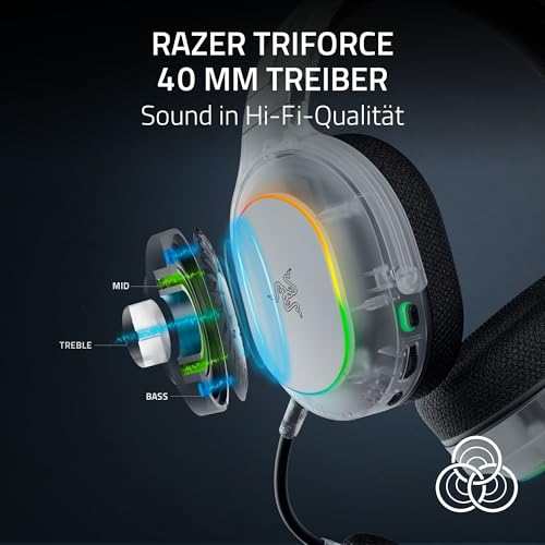 Razer Barracuda X Chroma Phantom White - Kabelloses Multi-Plattform Gaming-Headset - 285g - Triforce 40mm Driver - Dual Wireless HyperSpeed & Bluetooth - Chroma RGB | Phantom White Edition Bild 5
