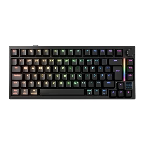 GK GAMAKAY TK75HE V2 Rapid Trigger Kabelloses Gaming Tastatur QWERTZ (ISO-DE Layout) mit TFT Bildschirm,BT/2.4GHz/USB-C 8KHz 0,005mm RT,Hall Effekt Magnetschalter Tastatur (Schwarz Magnetic Mercury) Bild 1