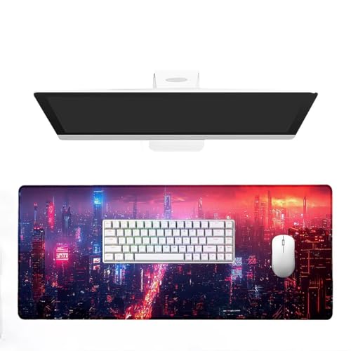 Mauspad Gaming Cyberpunk Mousepad XXL Mauspad 1000x500 mm Schreibtischunterlage Stadt Wasserdicht Mouse Pad Gaming Zubehör Anti-Rutsch Mousepad Schreibtisch Zubehör Maus Pad Geschenke für Männer S-48 Bild 3