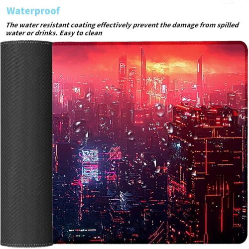 Mauspad Gaming Cyberpunk Mousepad XXL Mauspad 1000x500 mm Schreibtischunterlage Stadt Wasserdicht Mouse Pad Gaming Zubehör Anti-Rutsch Mousepad Schreibtisch Zubehör Maus Pad Geschenke für Männer S-48 Bild 4
