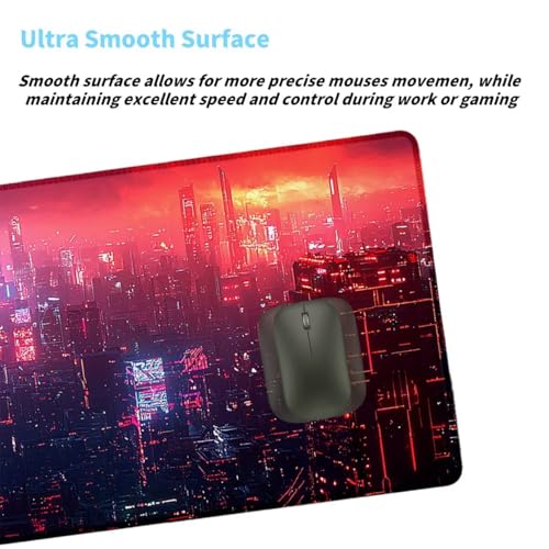 Mauspad Gaming Cyberpunk Mousepad XXL Mauspad 1000x500 mm Schreibtischunterlage Stadt Wasserdicht Mouse Pad Gaming Zubehör Anti-Rutsch Mousepad Schreibtisch Zubehör Maus Pad Geschenke für Männer S-48 Bild 6