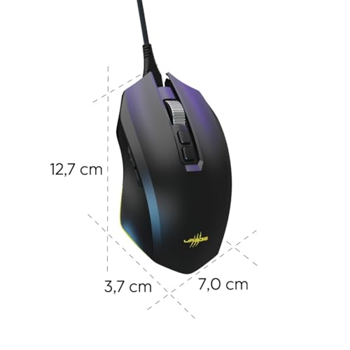 uRage Gaming-Maus „Reaper 800 8K“ (kabelgebundene Maus, 26.000 DPI Pixart-Sensor, 8.000 Hz Polling Rate, 11 programmierbare Tasten, TTC-Golden Switches 80 Mio. Klicks, abnehmbares Kabel, RGB) schwarz Bild 3