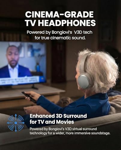 Avantree Crescendo 3D – 3D Surround Sound Funkkopfhörer Kabellos TV Fernseher, Cinema Modus, Transmitter-Ladestation mit HDMI ARC Passthrough für Soundbar, 60 Std. Laufzeit, Austauschbarer Akku Bild 2
