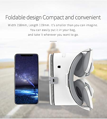 3D Virtual Reality VR-Headset mit Hi-Fi Bluetooth-Audio, IMAX VR-Brille für Filme & Videospiele | Kompatibel mit 4,7–6,5" Smartphones- (Weiß) Bild 6