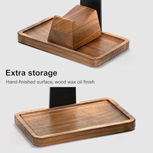 UPERGO Headset Stand with Gaming Controller Holder, Walnut Wood Headphone Stand with Storage Base, Gaming Equipment Accessories for Desk Bild 6
