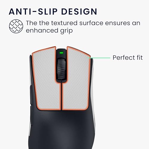 kwmobile Gaming Maus Grip Tape für Razer DeathAdder V3 Pro Mouse Grip Tape - Rutschfestes Griffband für PC Maus - Weiß Bild 4