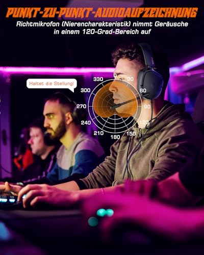 NUBWO HG04L Gaming Headset für PS5/PS4, Xbox Series X|S/Xbox One, Switch – 250g Leichtes, Klares Unidirektionales Mikrofon, Weiche Memory Ohrenschützer, 3,5mm Buchse für Gaming und Arbeit Bild 3