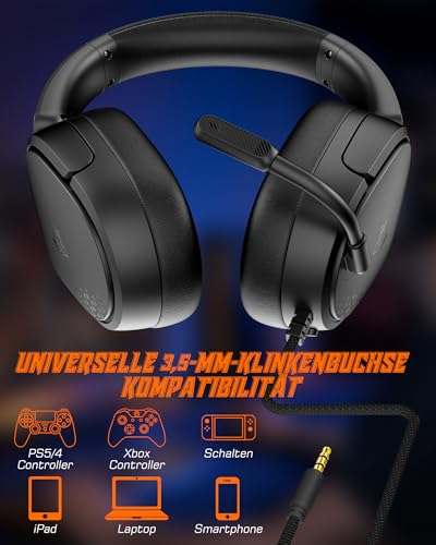 NUBWO HG04L Gaming Headset für PS5/PS4, Xbox Series X|S/Xbox One, Switch – 250g Leichtes, Klares Unidirektionales Mikrofon, Weiche Memory Ohrenschützer, 3,5mm Buchse für Gaming und Arbeit Bild 6