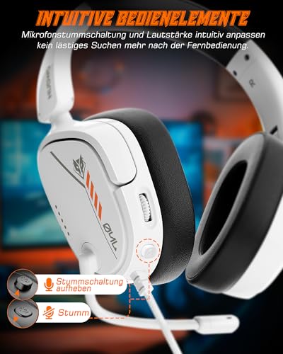 NUBWO HG04L Gaming Headset für PS5/PS4, Xbox Series X|S/Xbox One, Switch – 250g Leichtes, Klares Unidirektionales Mikrofon, Weiche Memory Ohrenschützer, 3,5mm Buchse für Gaming und Arbeit Bild 4