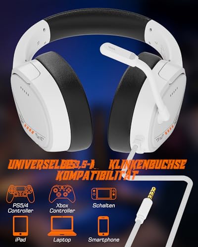 NUBWO HG04L Gaming Headset für PS5/PS4, Xbox Series X|S/Xbox One, Switch – 250g Leichtes, Klares Unidirektionales Mikrofon, Weiche Memory Ohrenschützer, 3,5mm Buchse für Gaming und Arbeit Bild 6