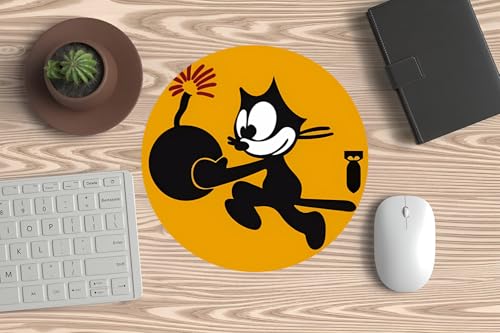 Mauspad, Maus für PC oder Laptop, Felix Katze, Retro, Vintage-Design, ideal für Gaming und Büro. Bild 1