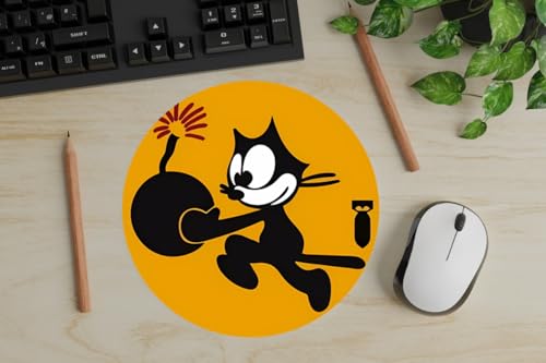 Mauspad, Maus für PC oder Laptop, Felix Katze, Retro, Vintage-Design, ideal für Gaming und Büro. Bild 3