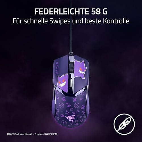 Razer Cobra Gengar Edition - Leichte kabelgebundene Gaming-Maus - 8500 DPI Sensor - 58g - optische Mausschalter 3th Gen - Chroma-Beleuchtung - Speedflex-Kabel - PC/MAC | Pokémon Gengar Bild 2
