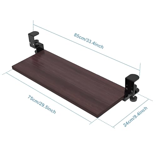 Verstellbare Tastaturablage mit C-Klemme, Untertisch-Tastatur und Maus-Plattform, ergonomisches Design, schwarz, 75 x 24 cm – perfekt für Home Office und Gaming. Bild 3