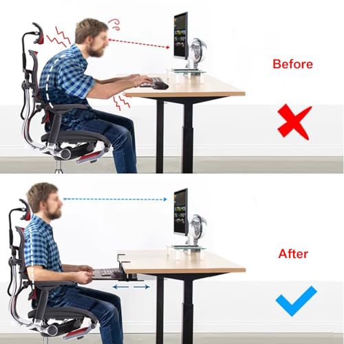 Verstellbare Tastaturablage mit C-Klemme, Untertisch-Tastatur und Maus-Plattform, ergonomisches Design, schwarz, 75 x 24 cm – perfekt für Home Office und Gaming. Bild 6