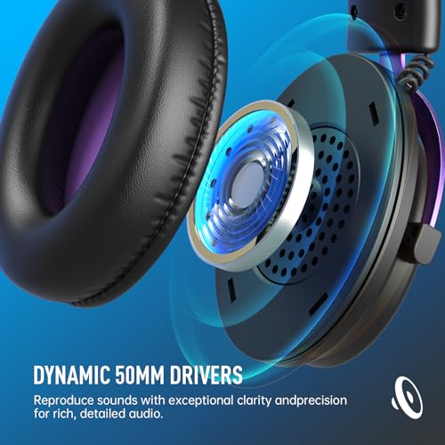 EKSA 2,4GHz Wireless Gaming Headset für PS5/PS4/PC/Switch/Mac, Bluetooth 5.3 Gaming Kopfhörer Kabellos mit Mikrofon, 30ms Latenz, 80 Stunden Akkulaufzeit, LED, USB PC Headset Bild 4