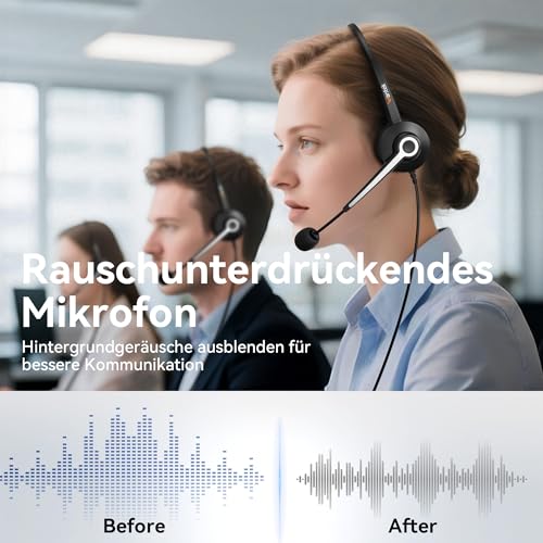 Wantek USB Headset mit Mikrofon für PC Laptop Büro, USB Stecker Typ-C Adapter Für Call Center Online Konferenzen Teams Meeting Skype, Zoom, Home Office, Online-Kurse Bild 4